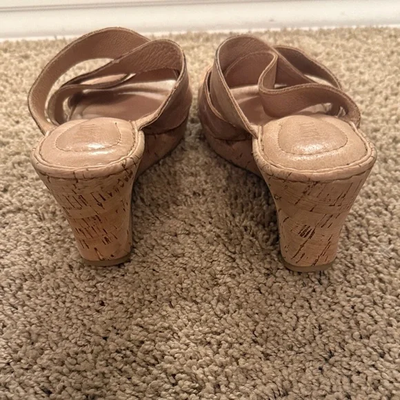 Born Tan Leather Wedge Sandals - Picture 4 of 7